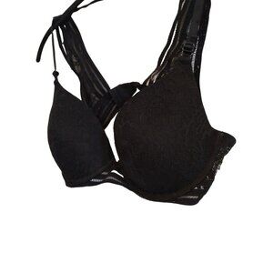 Victoria's Secret PINK black lace bra with high back strap